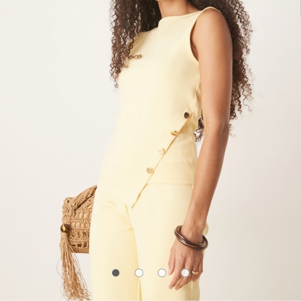 ASOS DESIGN interlock button detail tank top in yellow Size M New